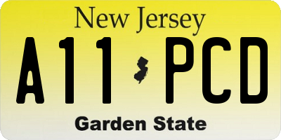 NJ license plate A11PCD