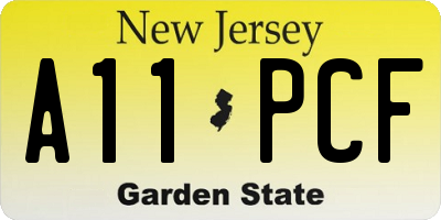 NJ license plate A11PCF
