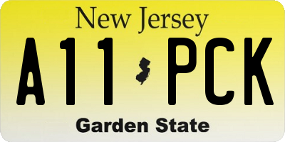 NJ license plate A11PCK