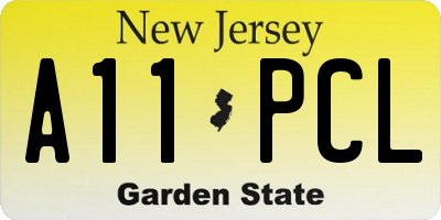 NJ license plate A11PCL