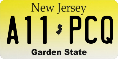NJ license plate A11PCQ