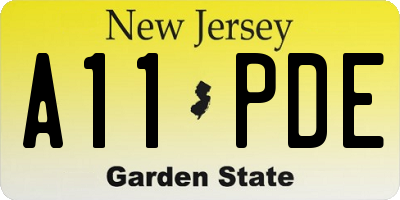 NJ license plate A11PDE