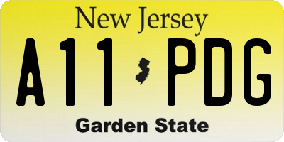 NJ license plate A11PDG