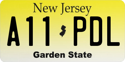 NJ license plate A11PDL