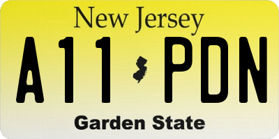 NJ license plate A11PDN