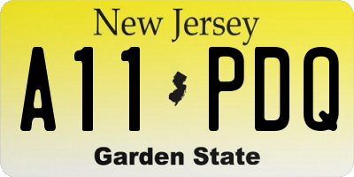 NJ license plate A11PDQ