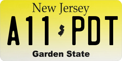NJ license plate A11PDT