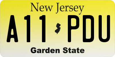 NJ license plate A11PDU