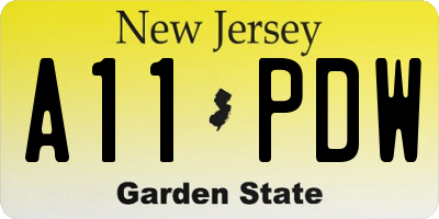 NJ license plate A11PDW