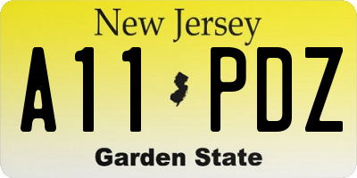 NJ license plate A11PDZ
