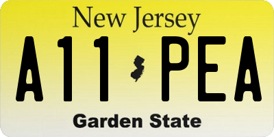 NJ license plate A11PEA