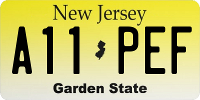 NJ license plate A11PEF
