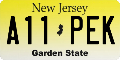 NJ license plate A11PEK