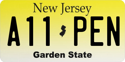 NJ license plate A11PEN
