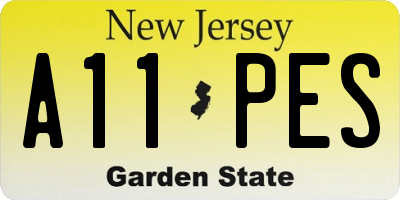 NJ license plate A11PES