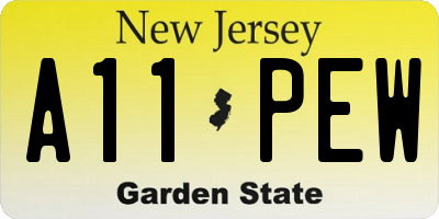 NJ license plate A11PEW
