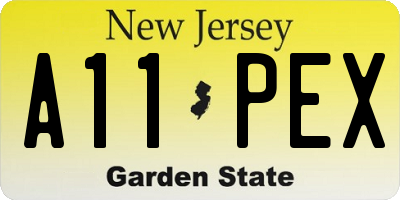 NJ license plate A11PEX