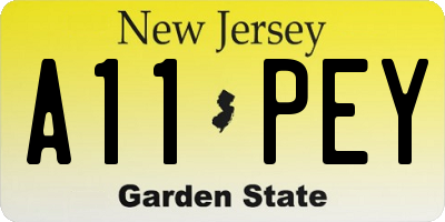 NJ license plate A11PEY