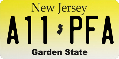 NJ license plate A11PFA