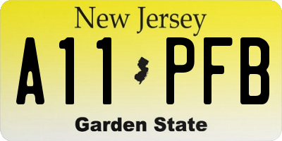 NJ license plate A11PFB