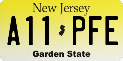 NJ license plate A11PFE