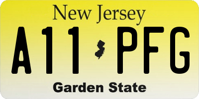 NJ license plate A11PFG