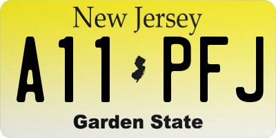 NJ license plate A11PFJ