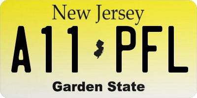 NJ license plate A11PFL