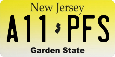 NJ license plate A11PFS