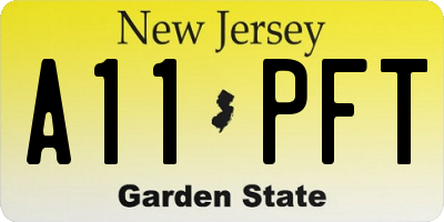 NJ license plate A11PFT