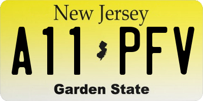 NJ license plate A11PFV