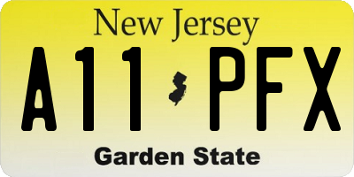 NJ license plate A11PFX