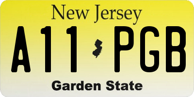 NJ license plate A11PGB