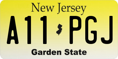NJ license plate A11PGJ
