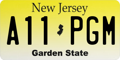 NJ license plate A11PGM