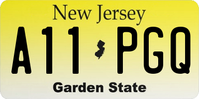 NJ license plate A11PGQ