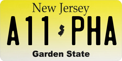 NJ license plate A11PHA