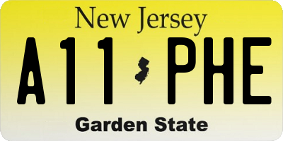 NJ license plate A11PHE