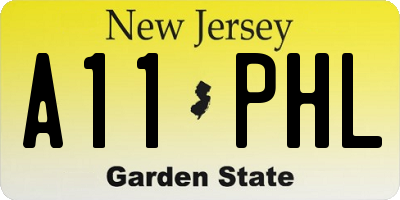 NJ license plate A11PHL