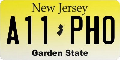 NJ license plate A11PHO