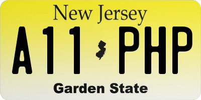 NJ license plate A11PHP