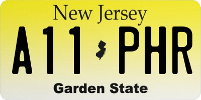 NJ license plate A11PHR