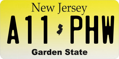 NJ license plate A11PHW