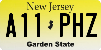 NJ license plate A11PHZ