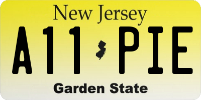 NJ license plate A11PIE