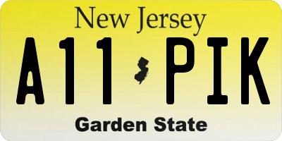 NJ license plate A11PIK