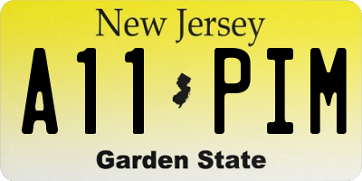 NJ license plate A11PIM
