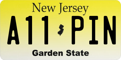 NJ license plate A11PIN