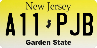 NJ license plate A11PJB
