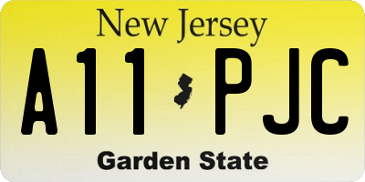 NJ license plate A11PJC